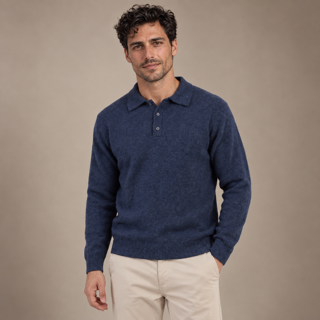 Men's Polo Collar Knit Sweater
