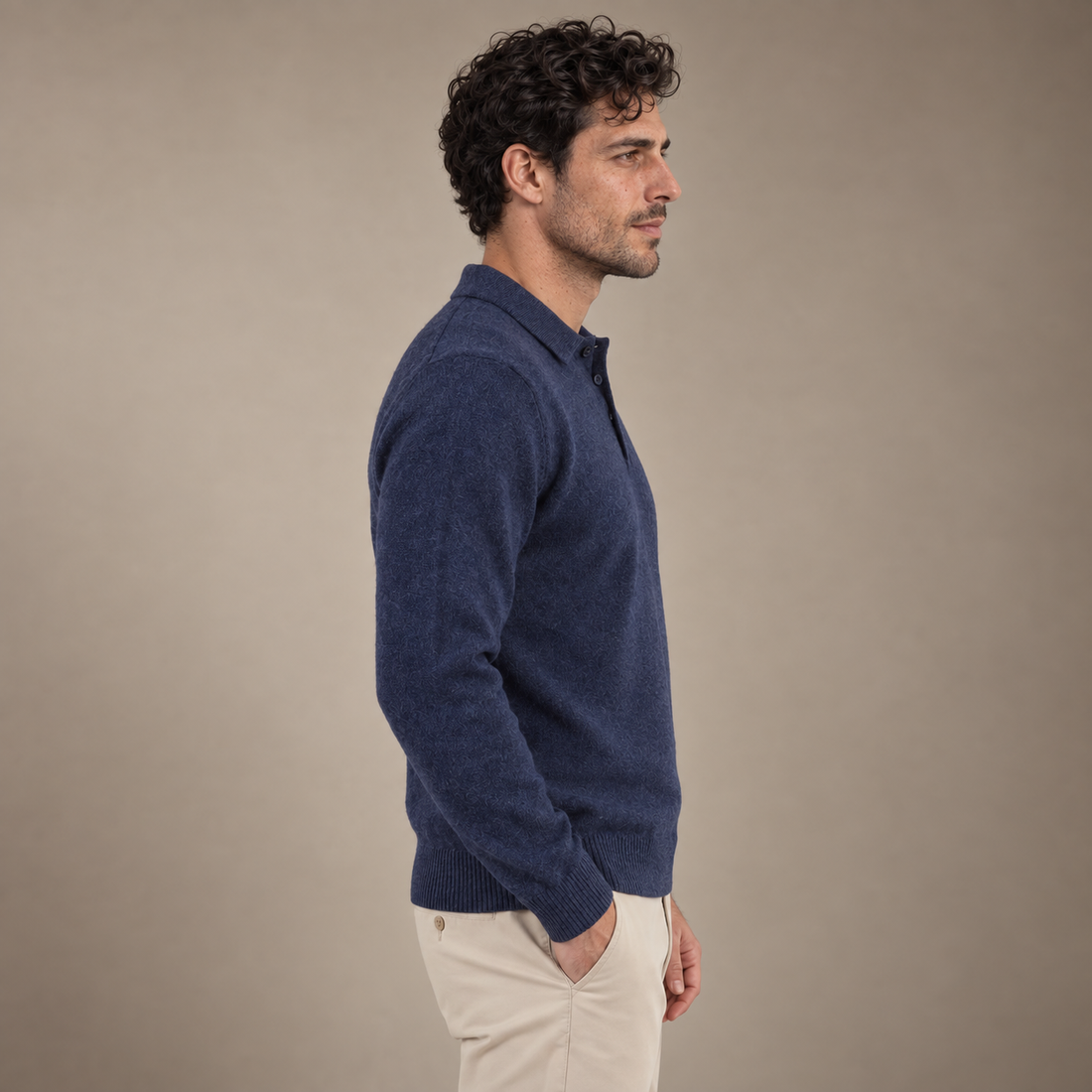 Men's Polo Collar Knit Sweater