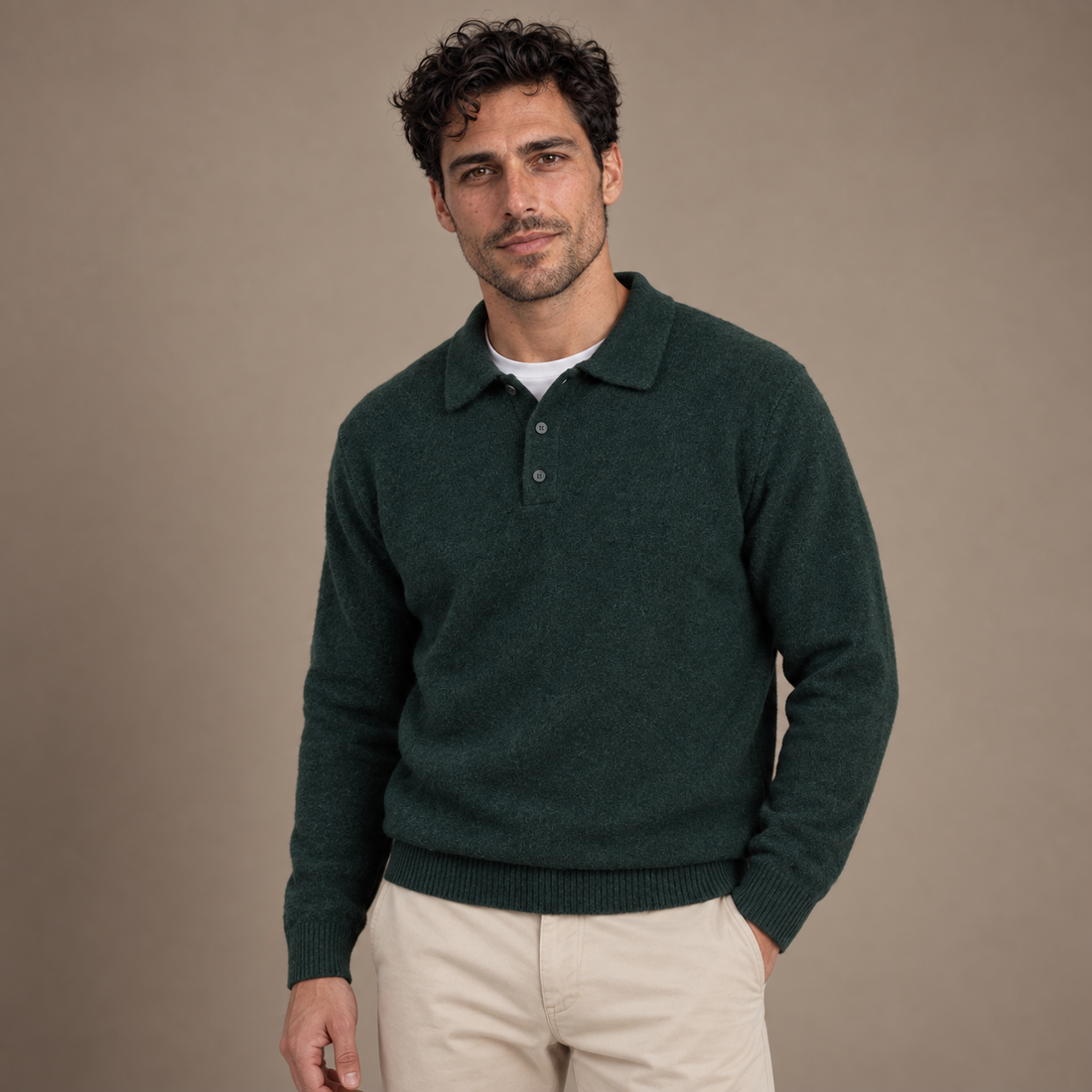 Men's Polo Collar Knit Sweater