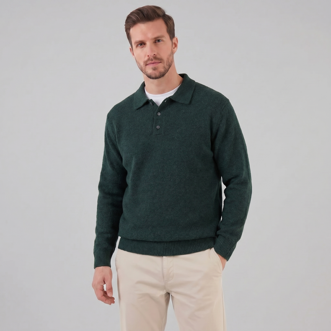 Men's Polo Collar Knit Sweater