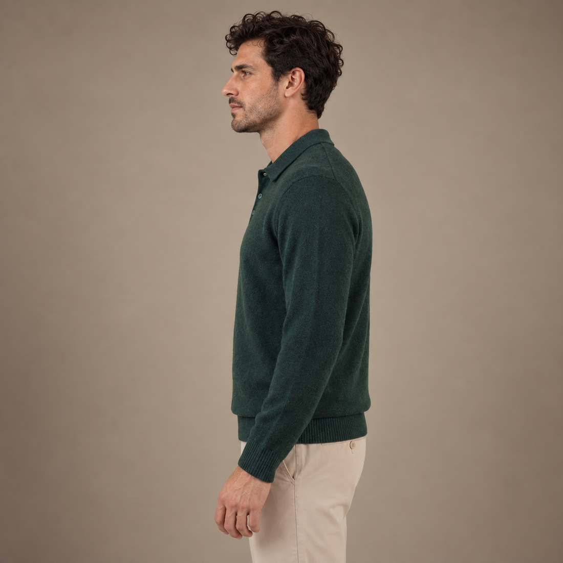 Men's Polo Collar Knit Sweater