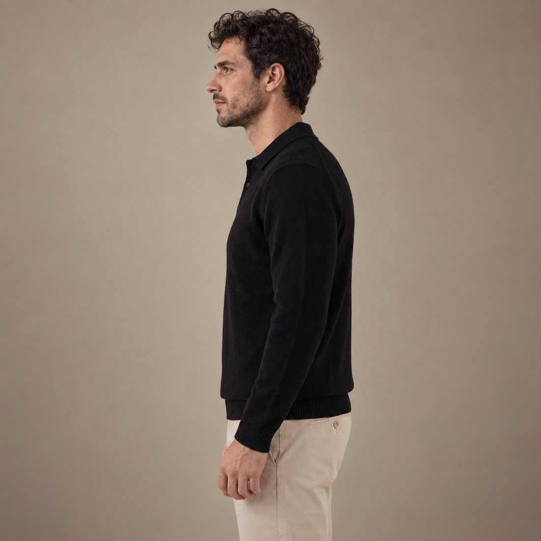 Men's Polo Collar Knit Sweater
