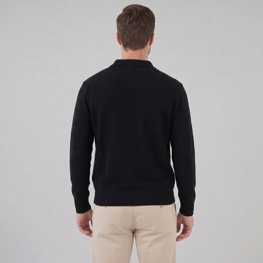 Men's Polo Collar Knit Sweater