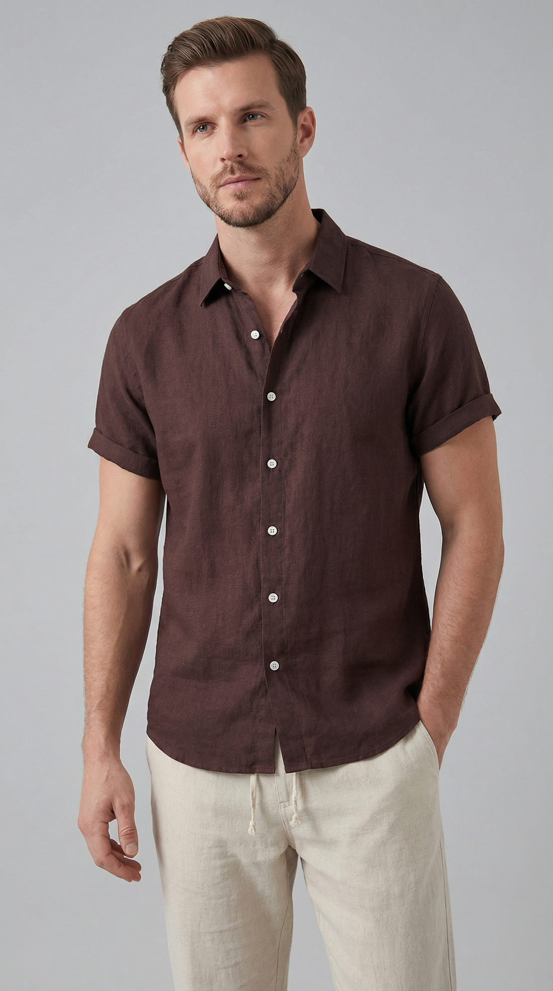 Men's Polo Shirt and Linen Trouser Set