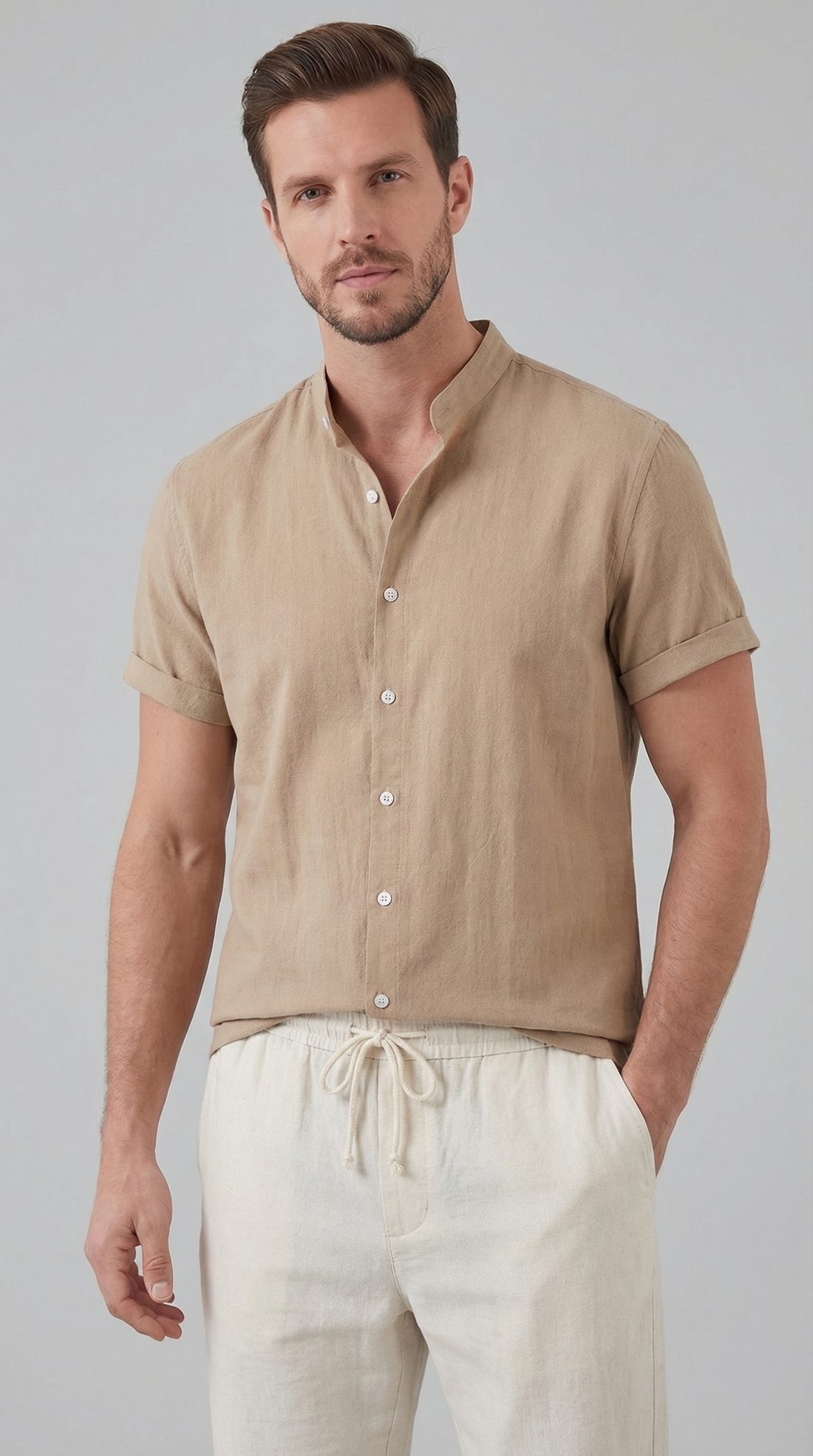 Men's Polo Shirt and Linen Trouser Set