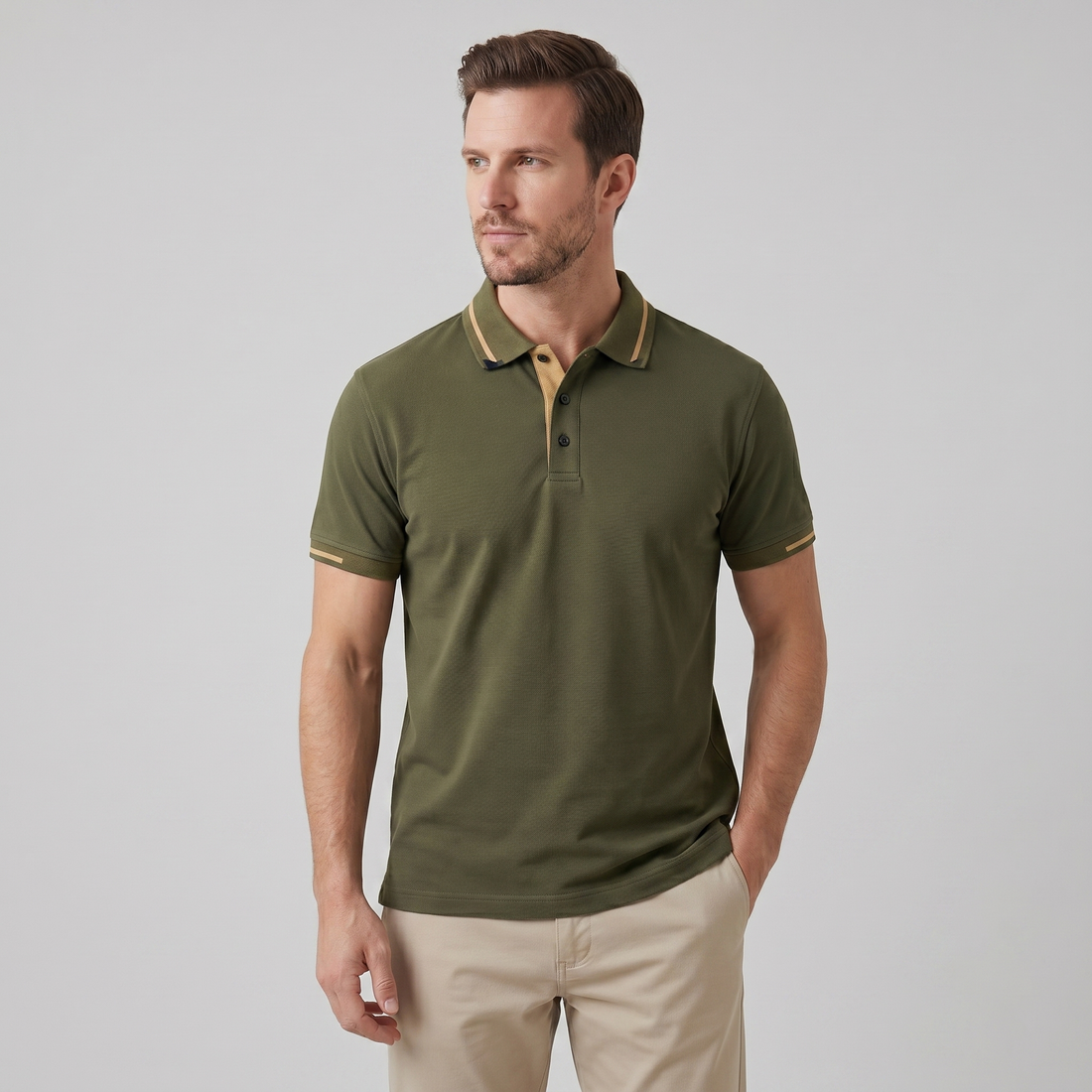 Men's Polo Shirt with Contrast Trim