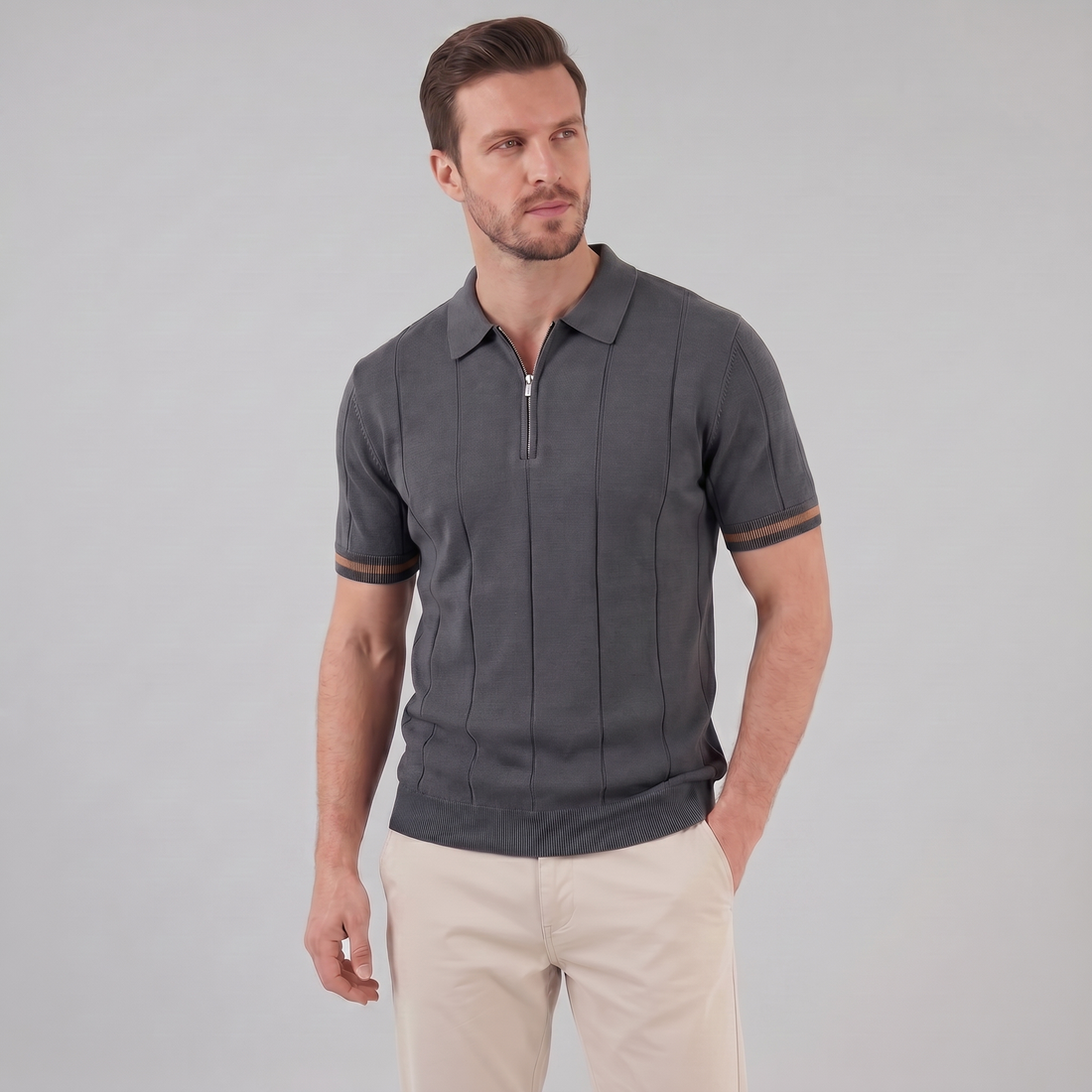 Men's Polo Shirt with Zip Collar