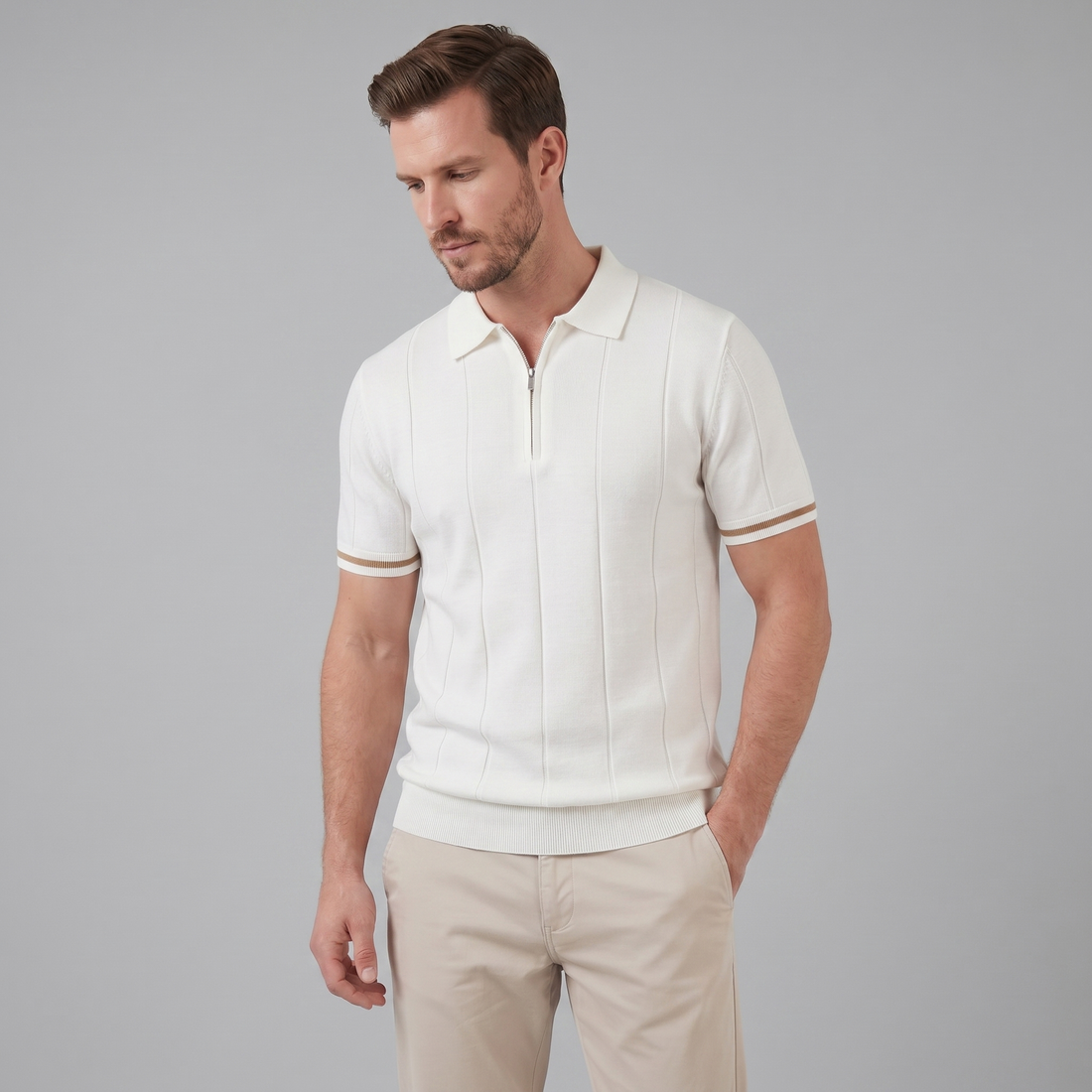 Men's Polo Shirt with Zip Collar