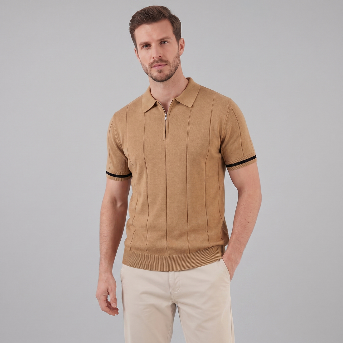 Men's Polo Shirt with Zip Collar
