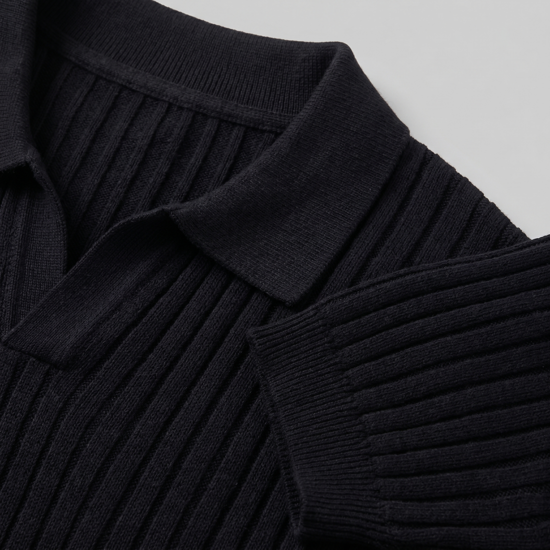 Men's Rib-Knit Polo Shirt with Short Sleeves