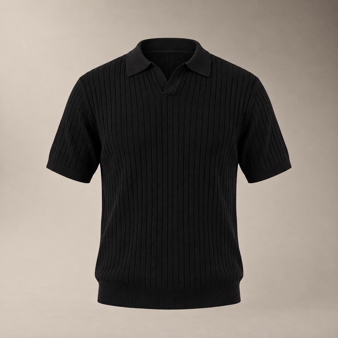 Men's Rib-Knit Polo Shirt with Short Sleeves