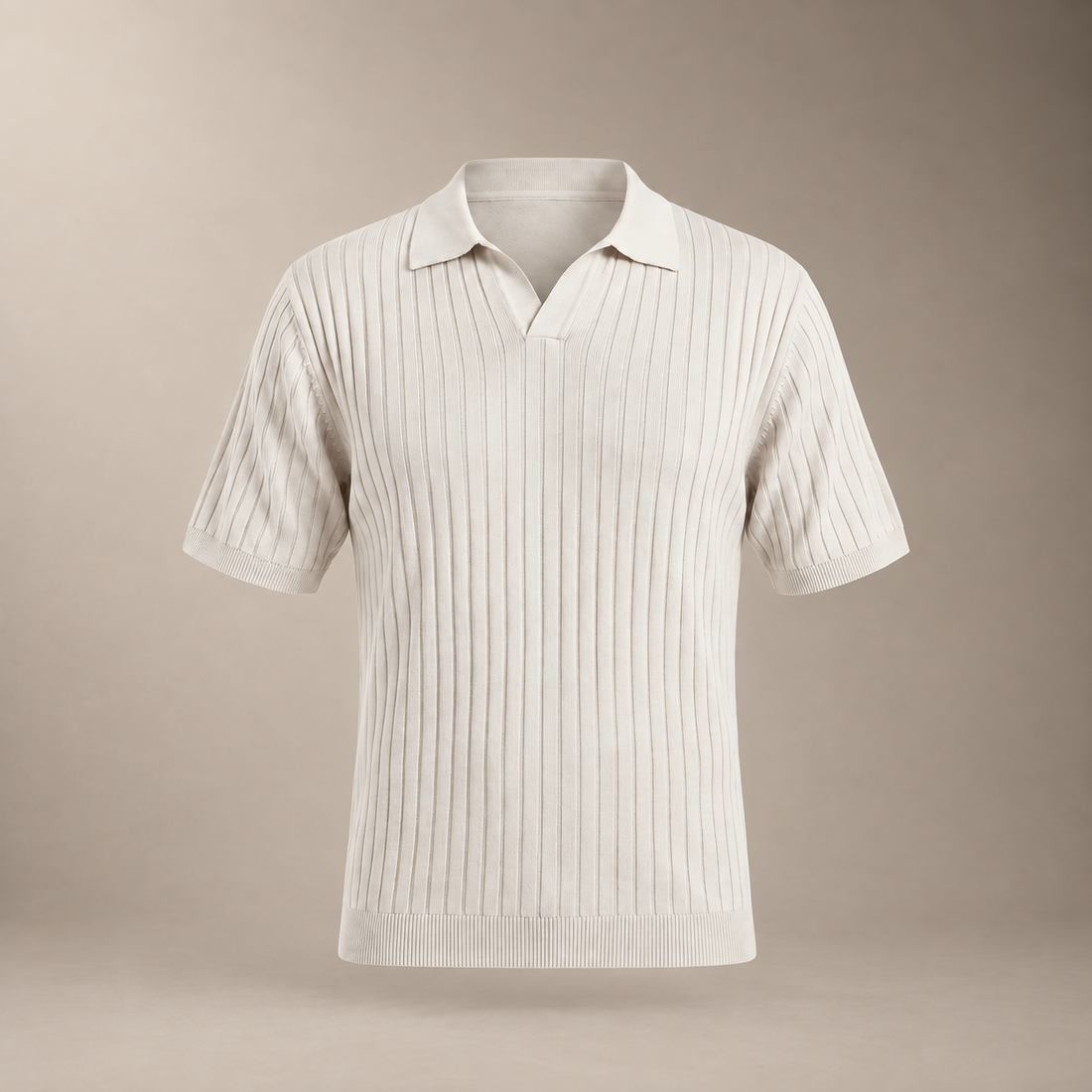 Men's Rib-Knit Polo Shirt with Short Sleeves