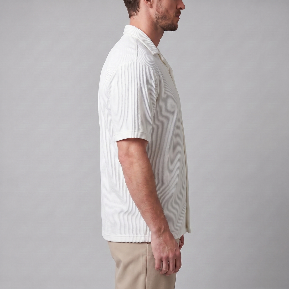 Men's Ribbed Cuban Collar Shirt