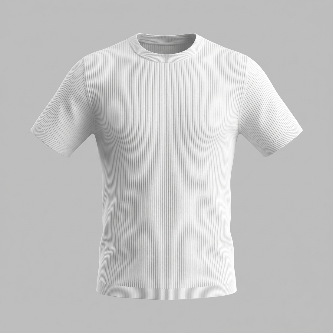Men's Ribbed Knit Crew Neck T-Shirt