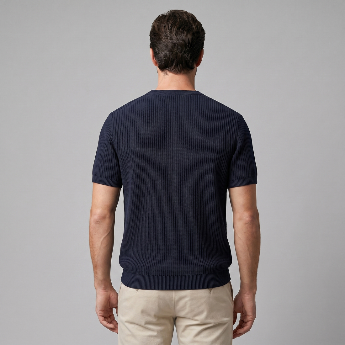 Men's Ribbed Knit Crew Neck T-Shirt