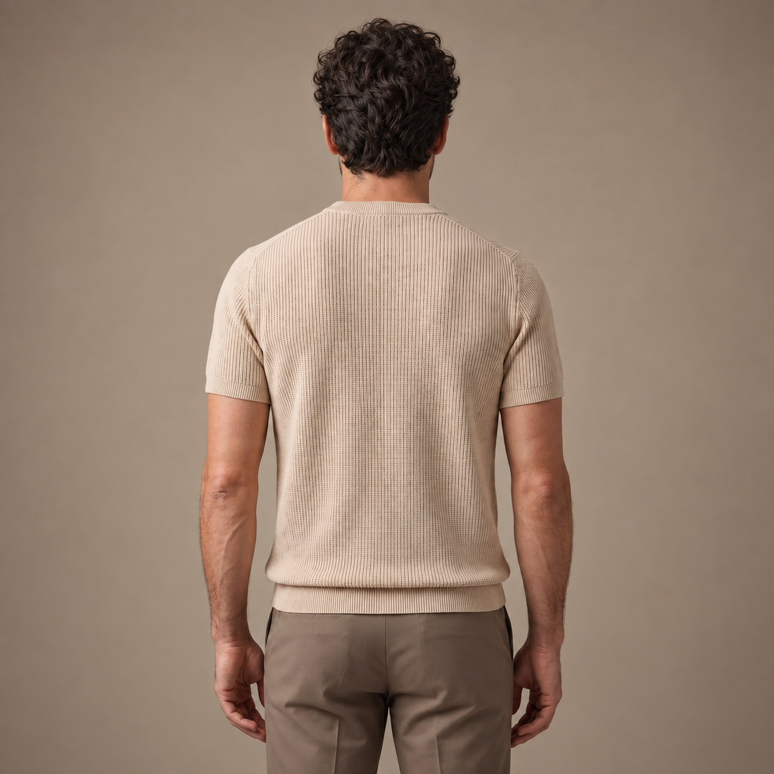 Men's Ribbed Knit Crew Neck T-Shirt