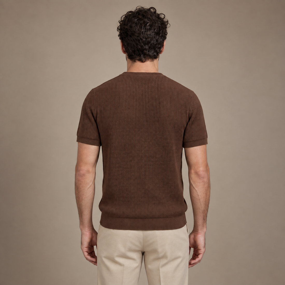 Men's Ribbed Knit Crew Neck T-Shirt