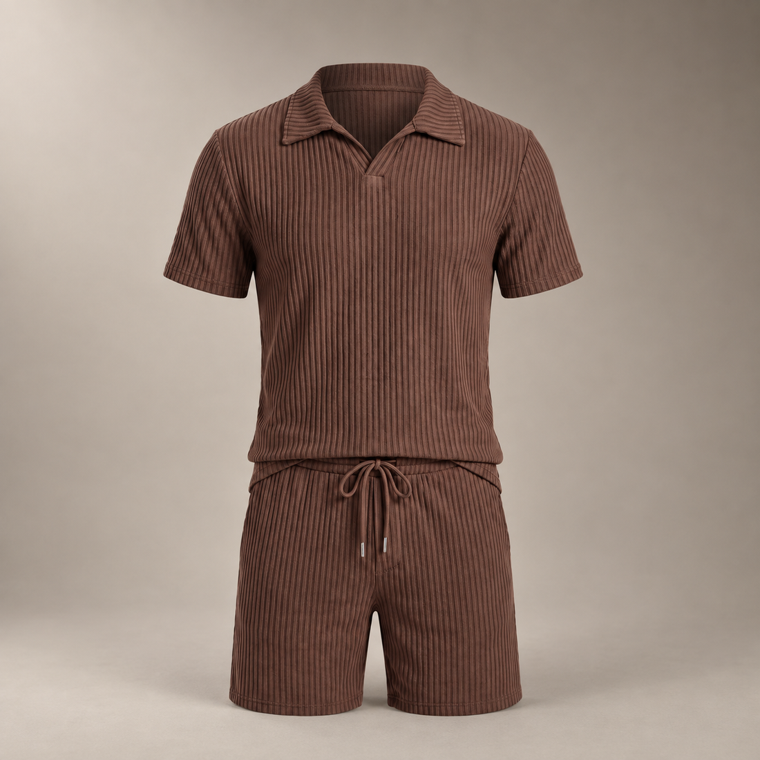 Men's Ribbed Knit Polo Co-Ord Set