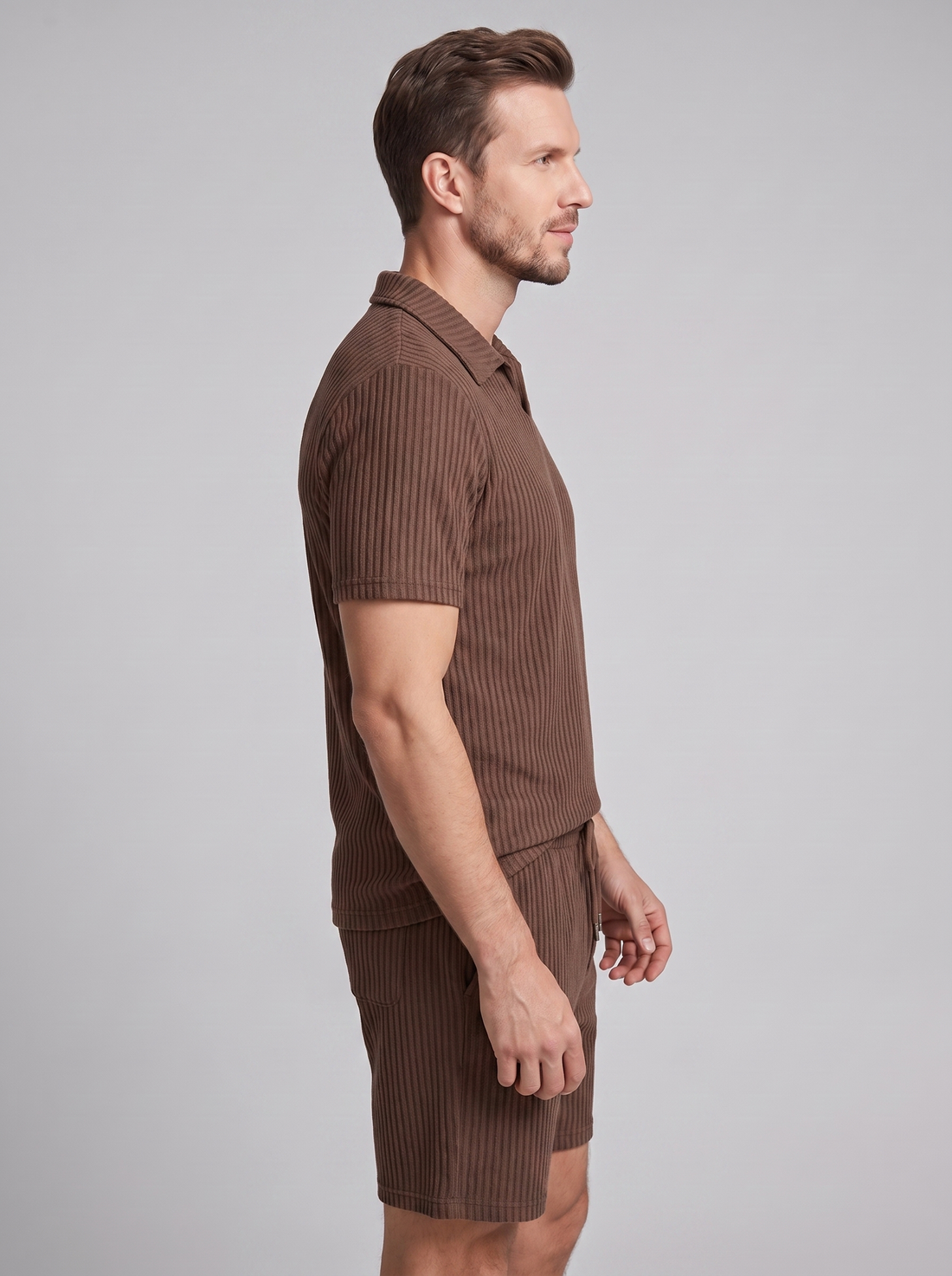 Men's Ribbed Knit Polo Co-Ord Set