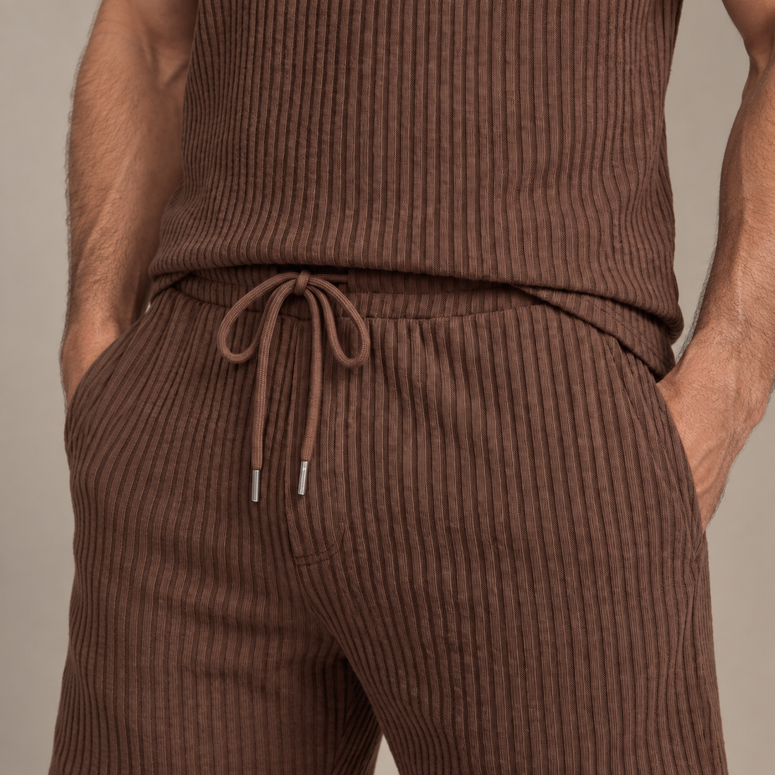Men's Ribbed Knit Polo Co-Ord Set