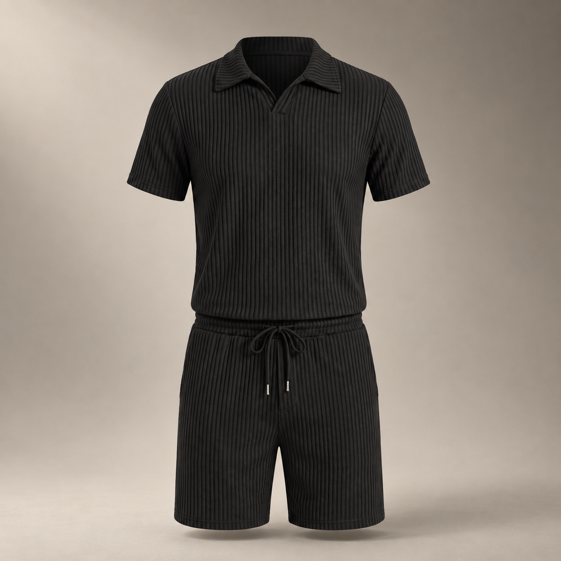 Men's Ribbed Knit Polo Co-Ord Set