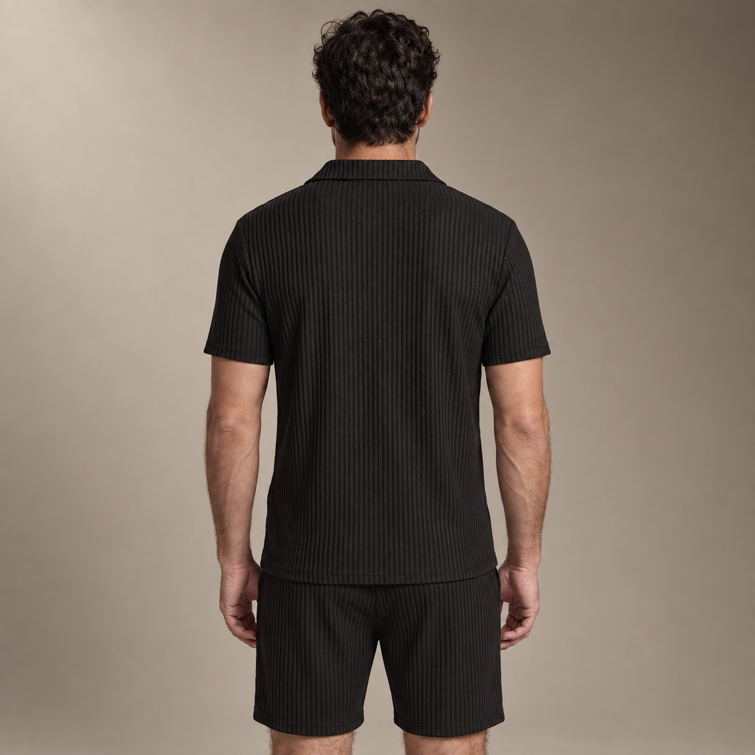 Men's Ribbed Knit Polo Co-Ord Set