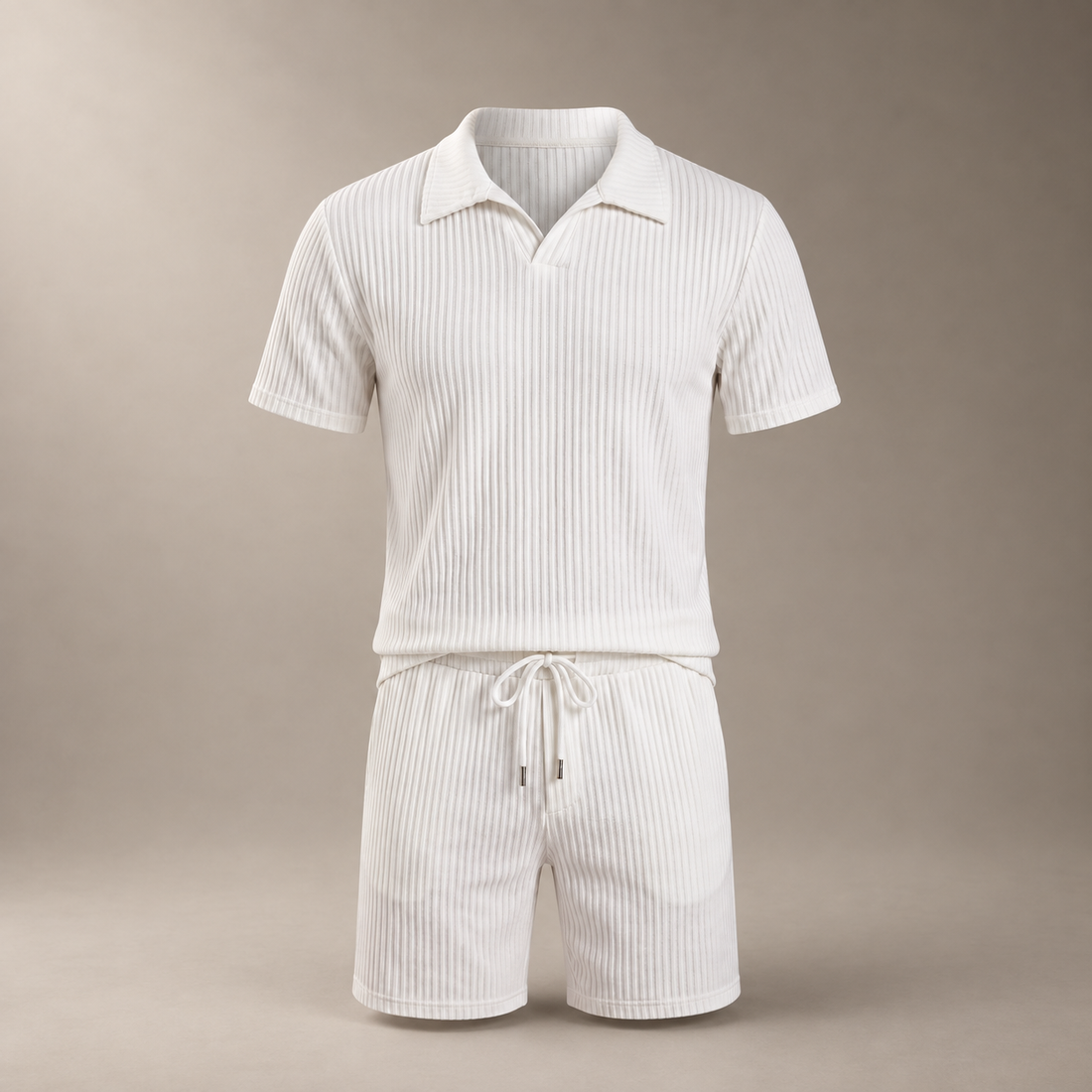 Men's Ribbed Knit Polo Co-Ord Set