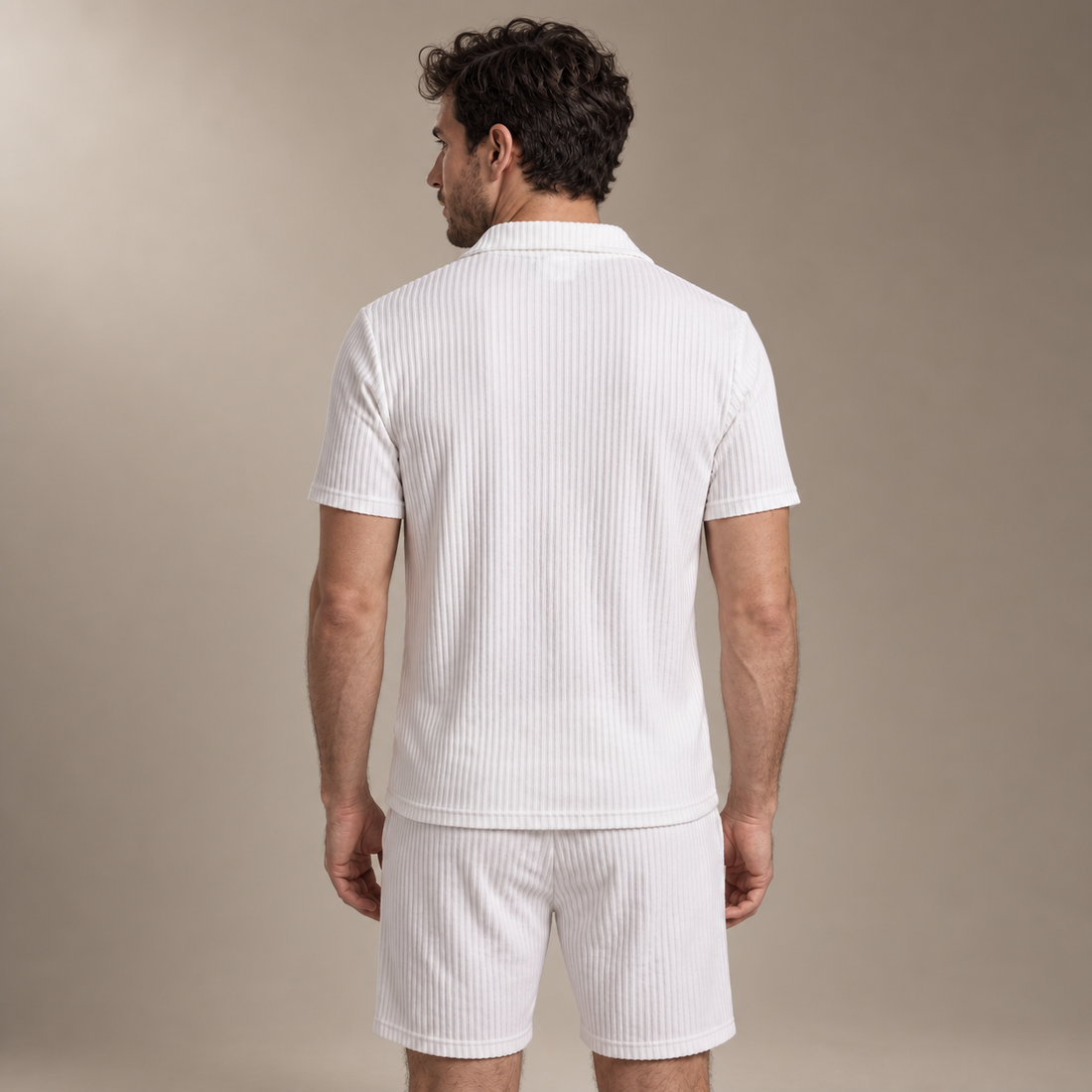 Men's Ribbed Knit Polo Co-Ord Set