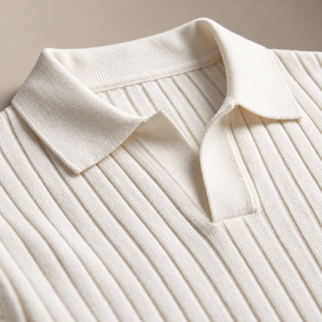 Men's Ribbed Knit Polo Sweater