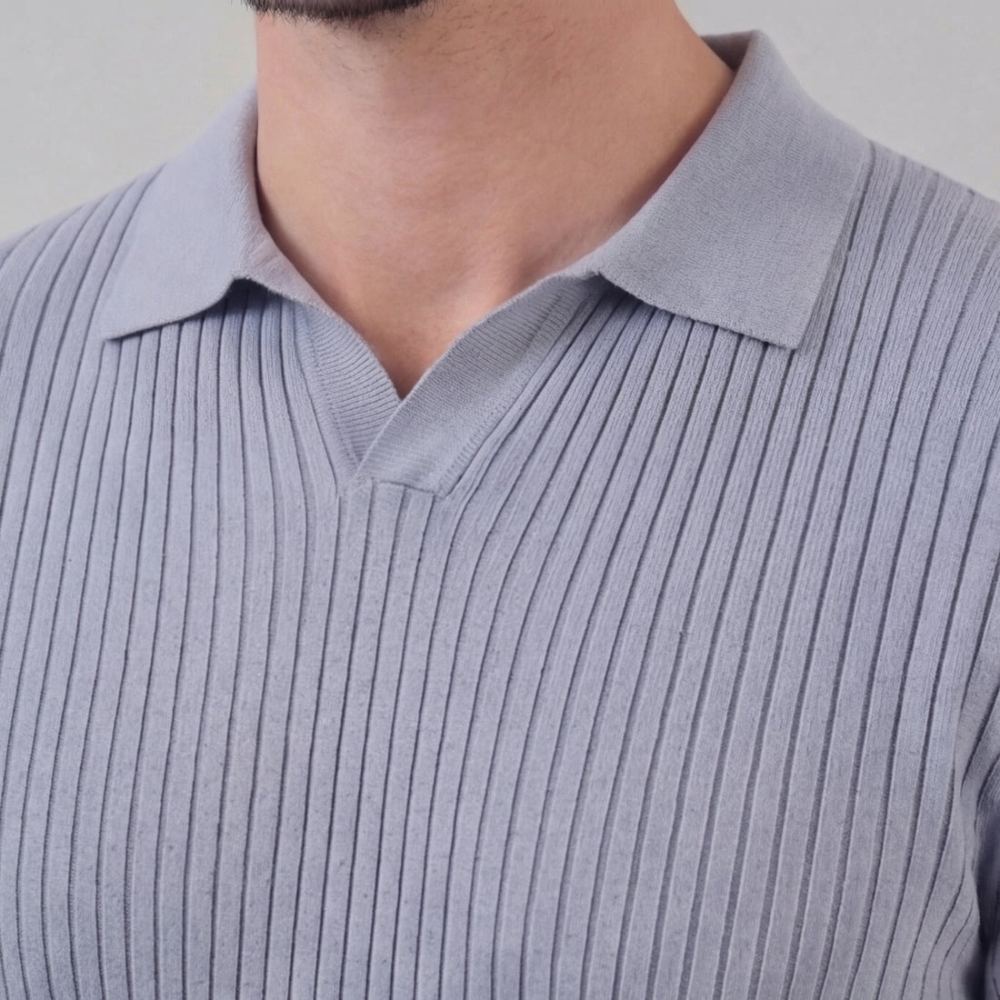 Men’s Ribbed Knit Short Sleeve Polo Shirt