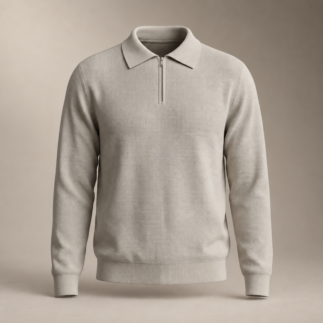 Men's Ribbed Quarter-Zip Polo Sweater
