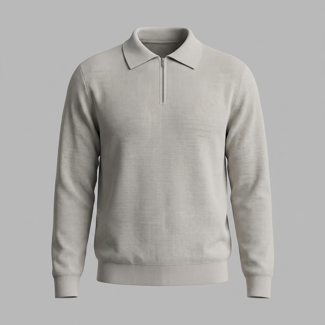 Men's Ribbed Quarter-Zip Polo Sweater