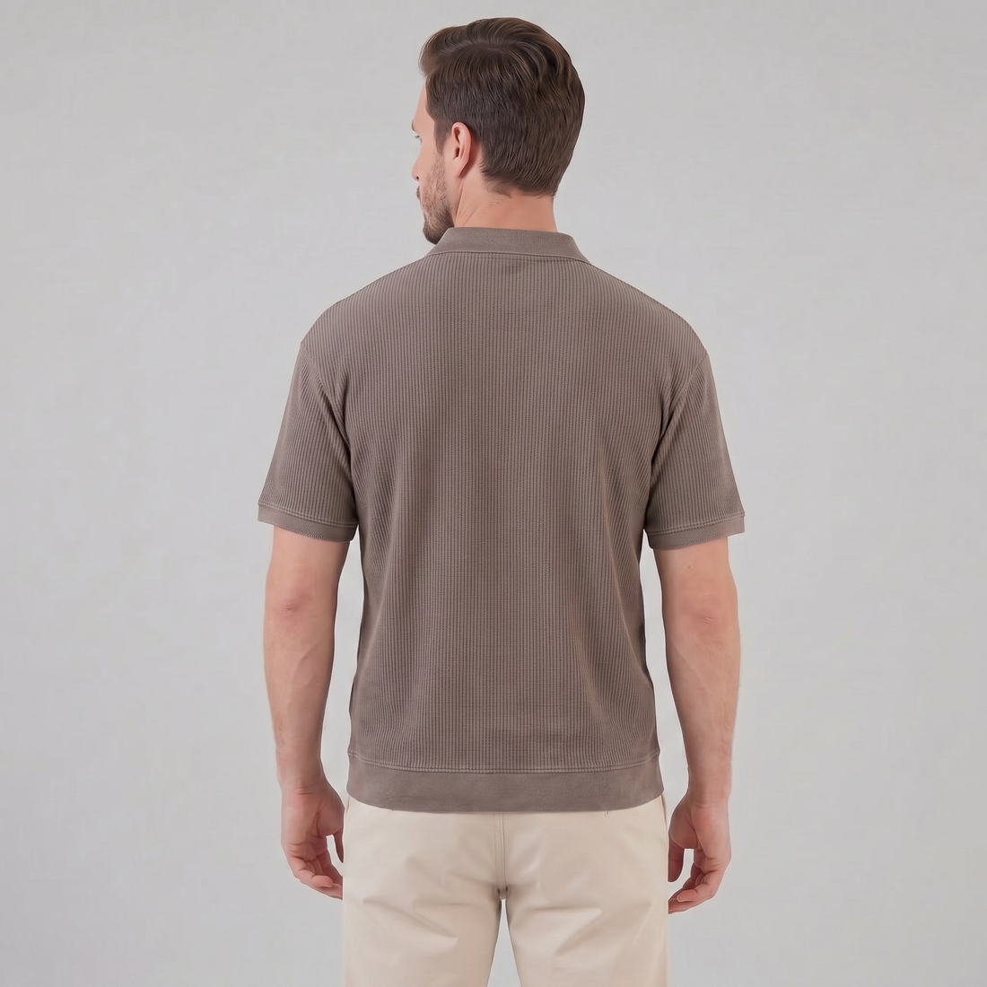 Men's Ribbed Short Sleeve Polo Shirt