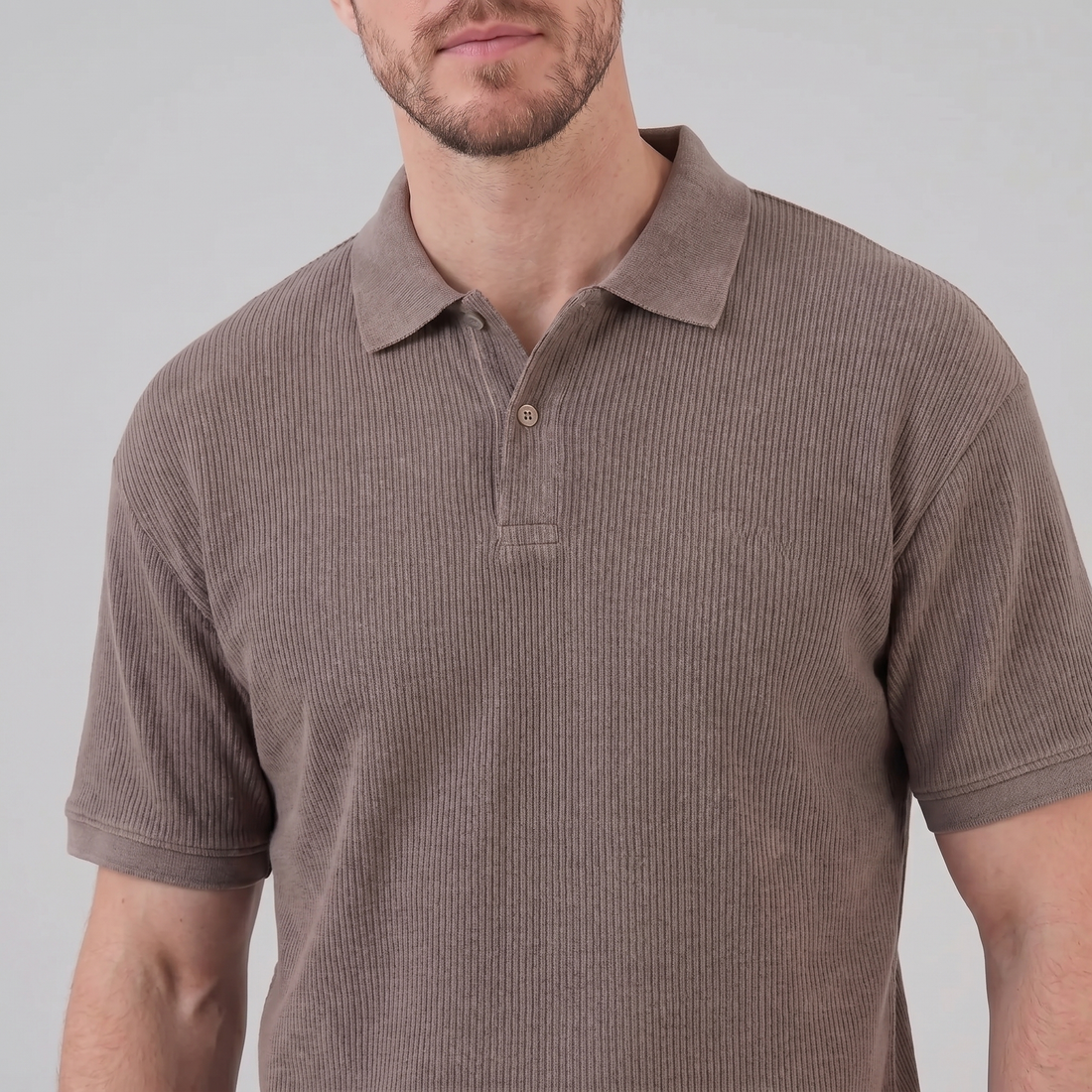 Men's Ribbed Short Sleeve Polo Shirt