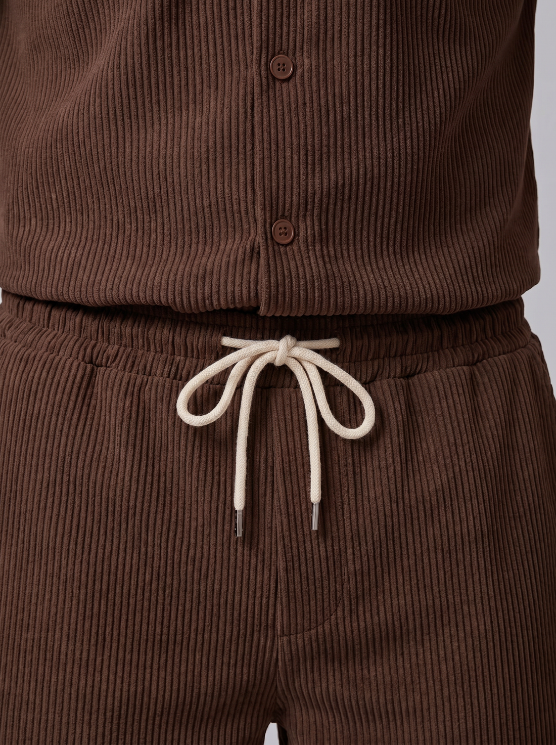 Men's Ribbed Stripe Shirt and Shorts Co-Ord Set
