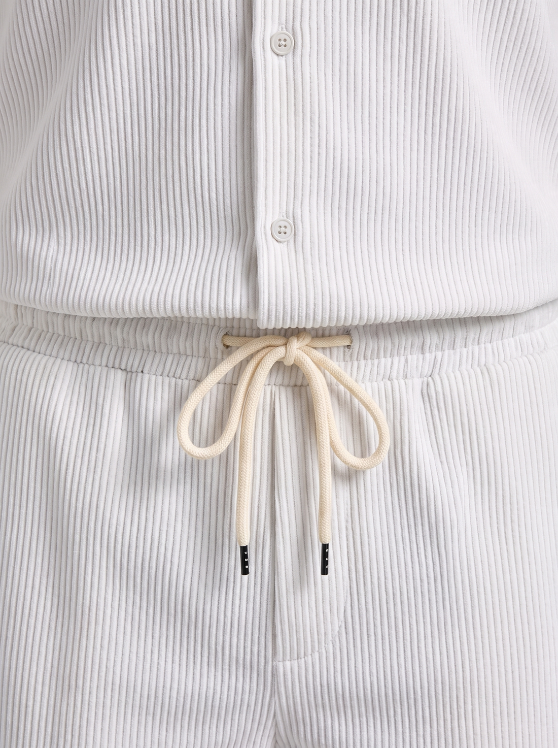 Men's Ribbed Stripe Shirt and Shorts Co-Ord Set