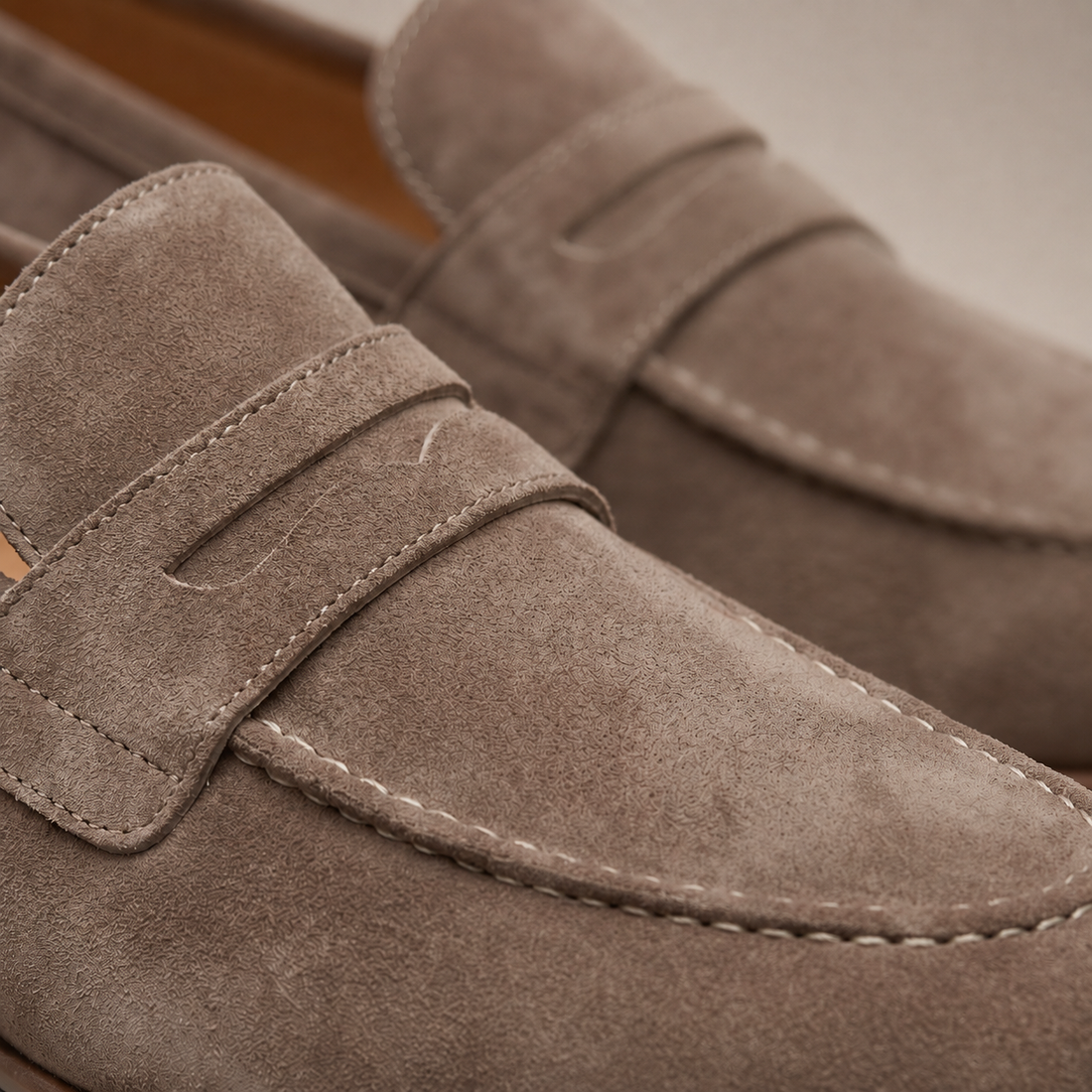 Men's Sheepskin Suede Penny Loafers