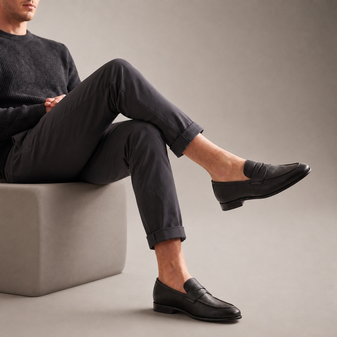 Men's Sheepskin Suede Penny Loafers