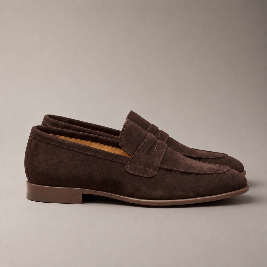 Men's Sheepskin Suede Penny Loafers