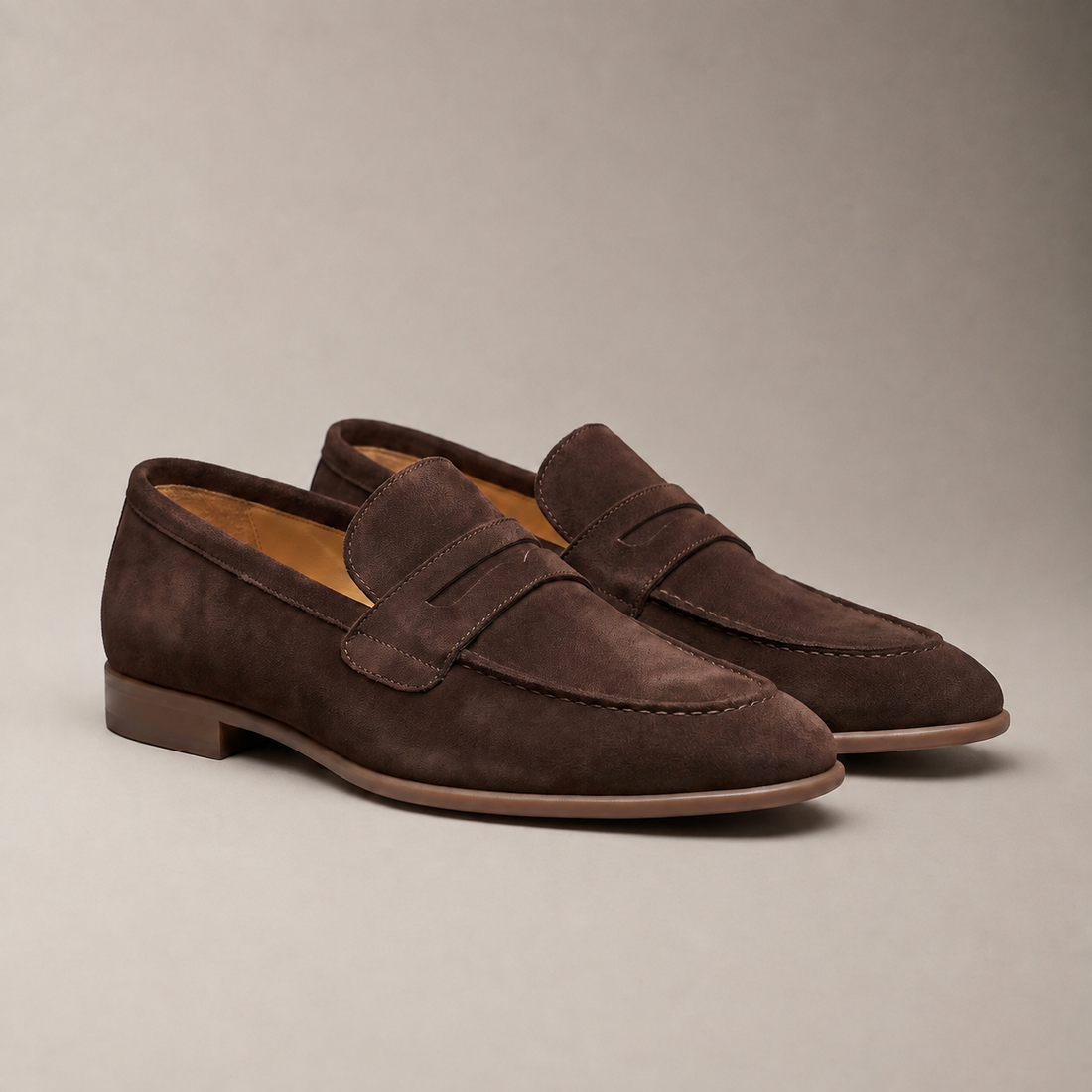 Men's Sheepskin Suede Penny Loafers