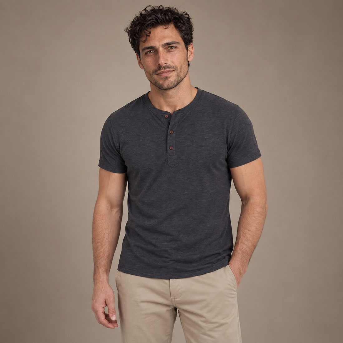 Men's Short Sleeve Henley Shirt