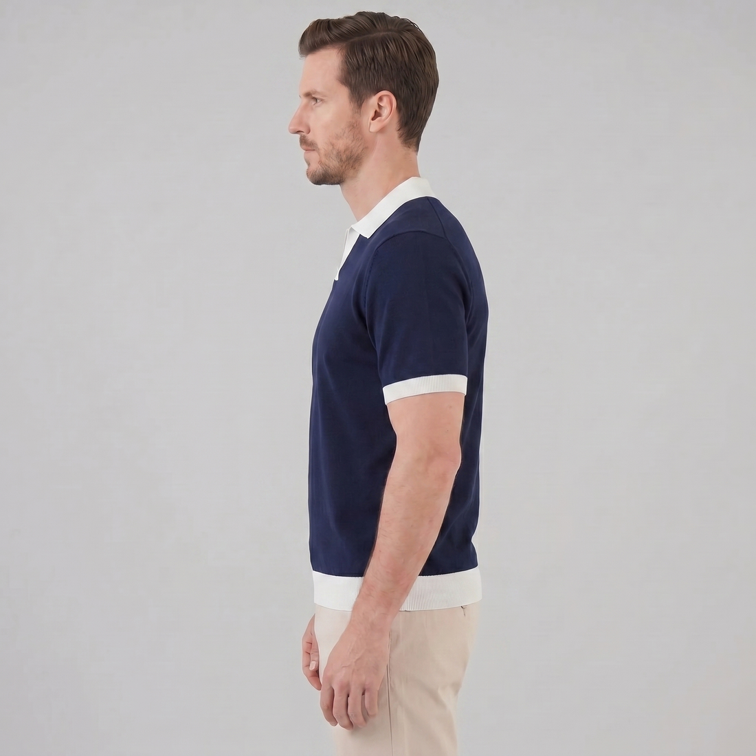 Men's Short Sleeve Knitted Polo Shirt