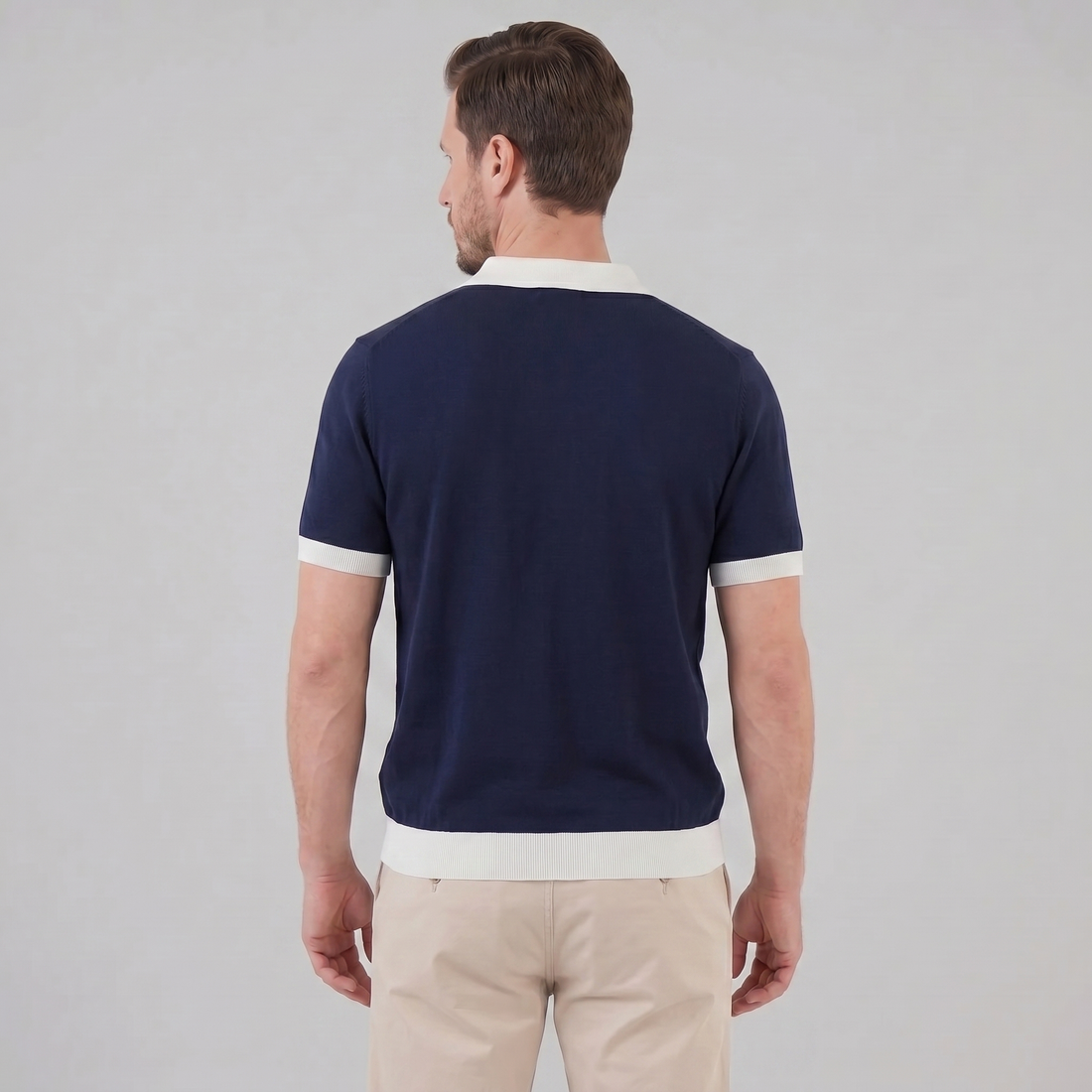 Men's Short Sleeve Knitted Polo Shirt
