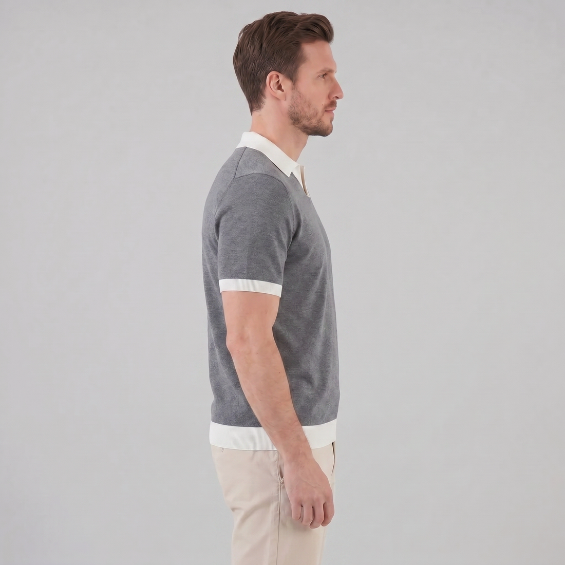 Men's Short Sleeve Knitted Polo Shirt