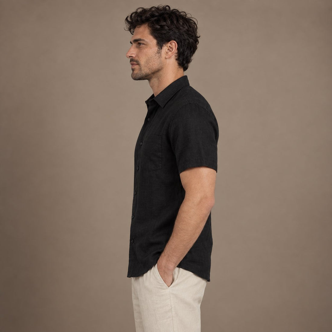 Men's Short Sleeve Linen Shirt