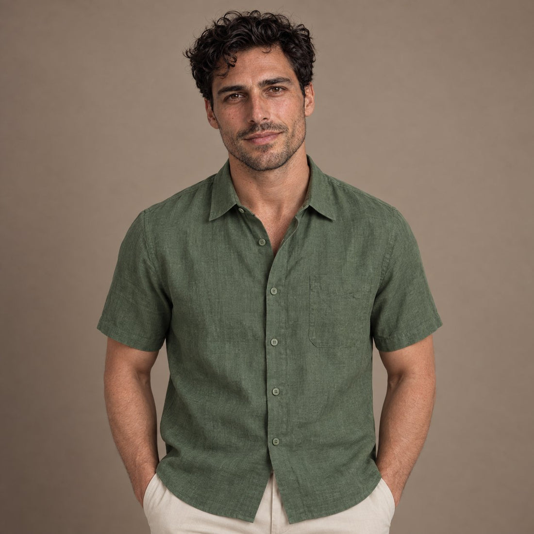 Men's Short Sleeve Linen Shirt