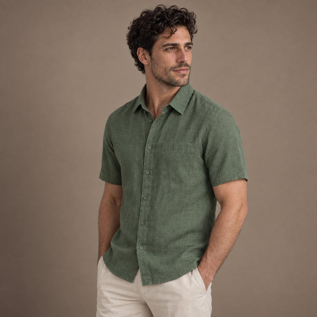 Men's Short Sleeve Linen Shirt