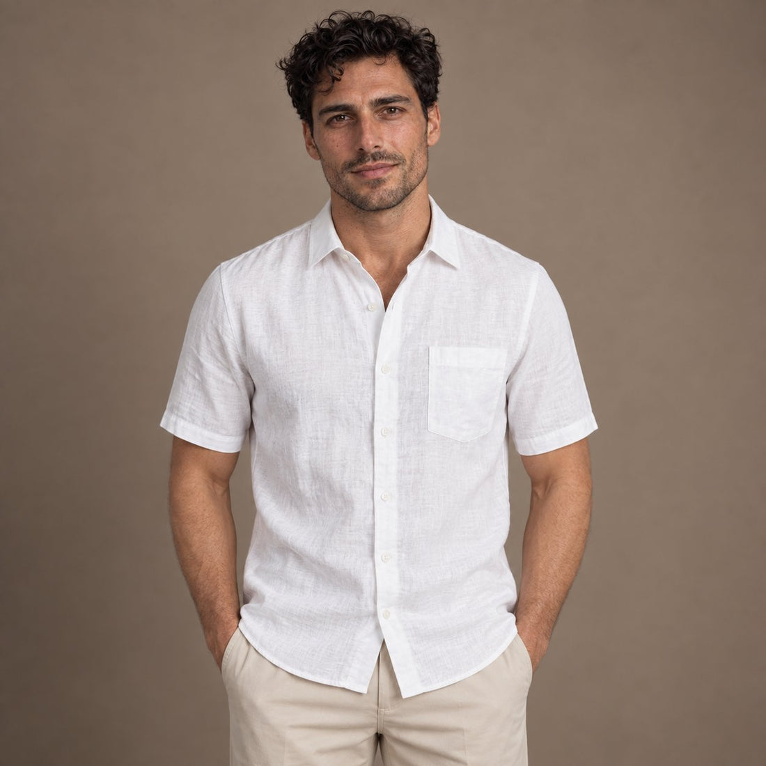 Men's Short Sleeve Linen Shirt