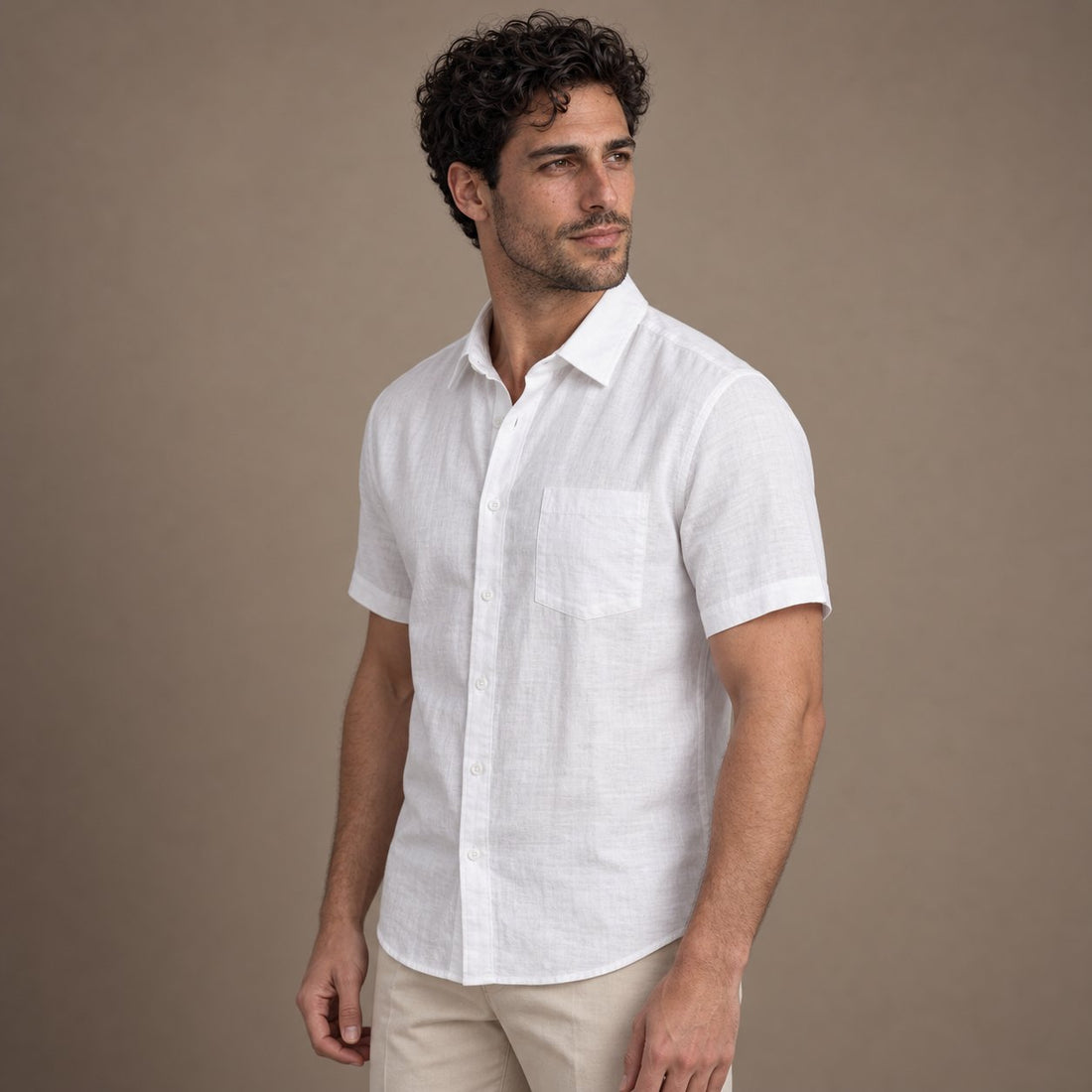 Men's Short Sleeve Linen Shirt