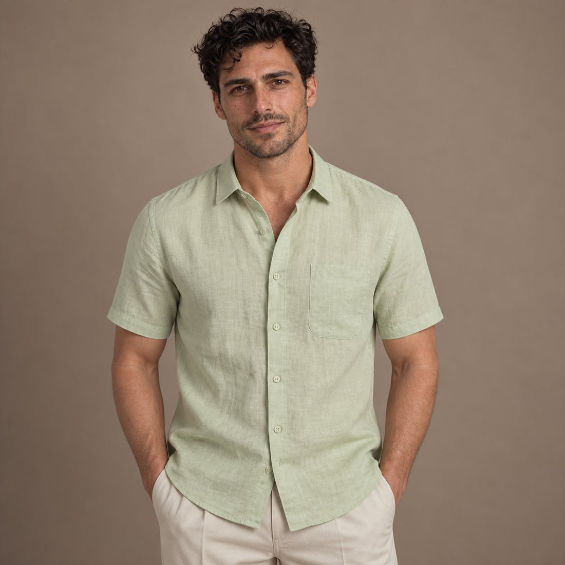 Men's Short Sleeve Linen Shirt